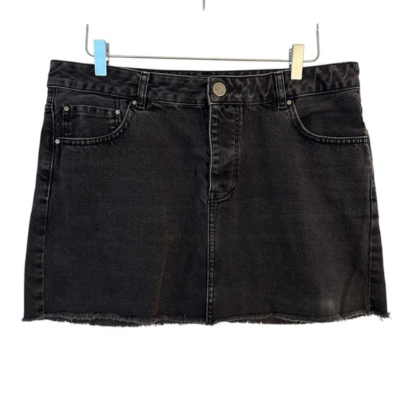 ASOS | Women's Black Button Fly Denim Mini Skirt Size 10 - Picture 1 of 7